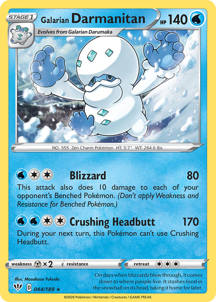Galarian Darmanitan (044/189) (Cracked Ice Holo) (Theme Deck Exclusive) [Sword & Shield: Darkness Ablaze] | Good Games Morley