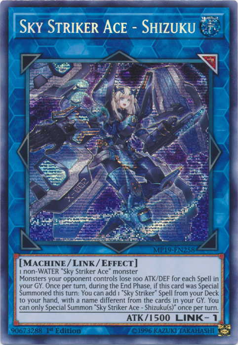 Sky Striker Ace - Shizuku [MP19-EN258] Prismatic Secret Rare | Good Games Morley