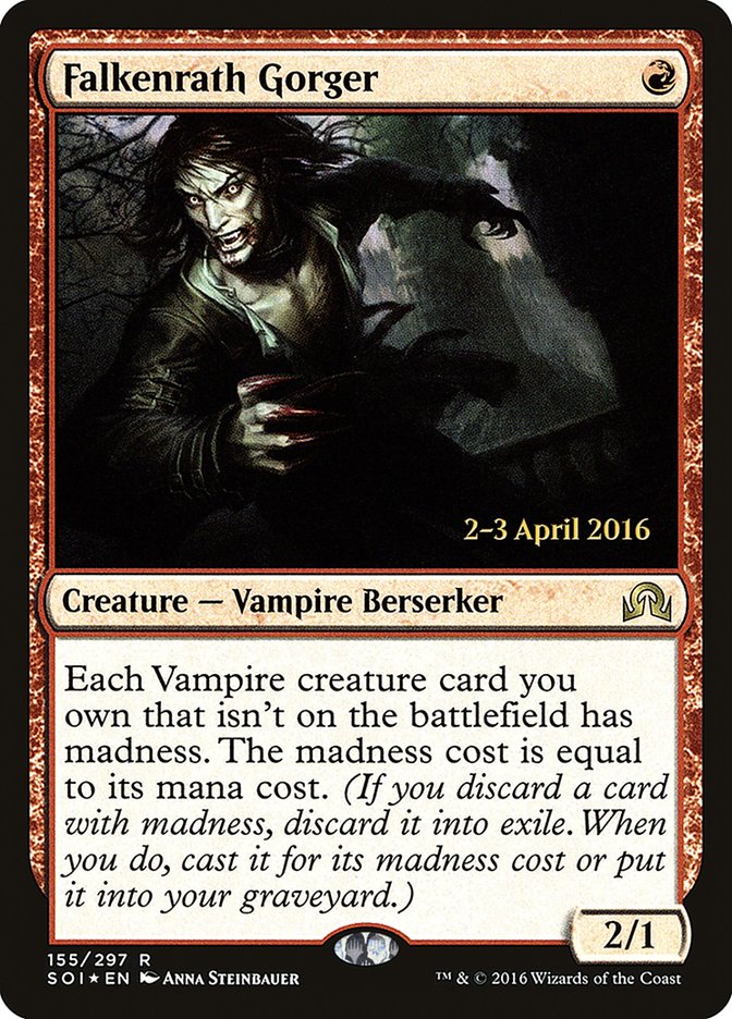 Falkenrath Gorger [Shadows over Innistrad Prerelease Promos] | Good Games Morley