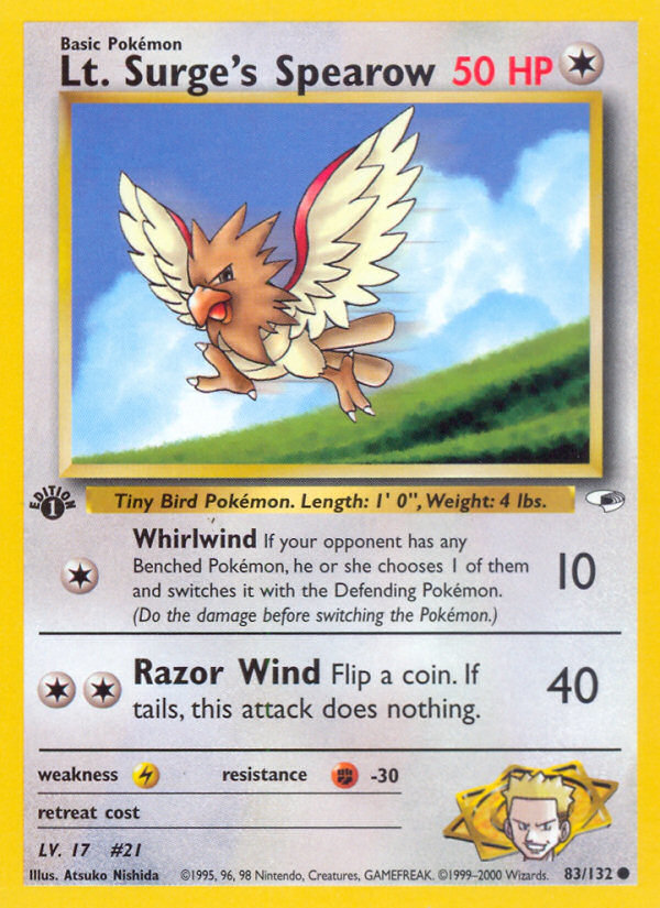 Lt. Surge's Spearow (83/132) [Gym Heroes 1st Edition] | Good Games Morley