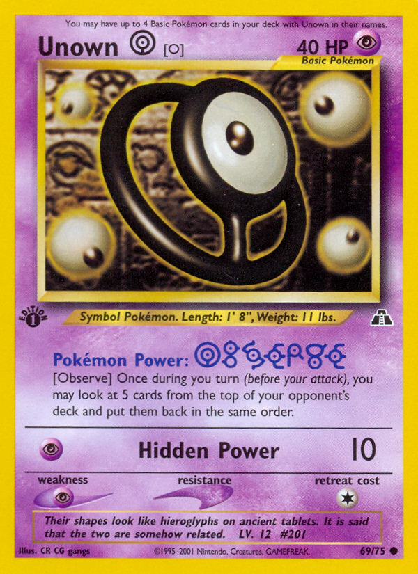 Unown [O] (69/75) [Neo Discovery 1st Edition] | Good Games Morley