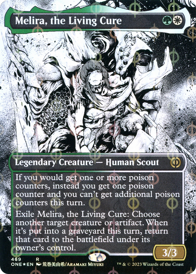 Melira, the Living Cure (Borderless Manga Step-and-Compleat Foil) [Phyrexia: All Will Be One] | Good Games Morley