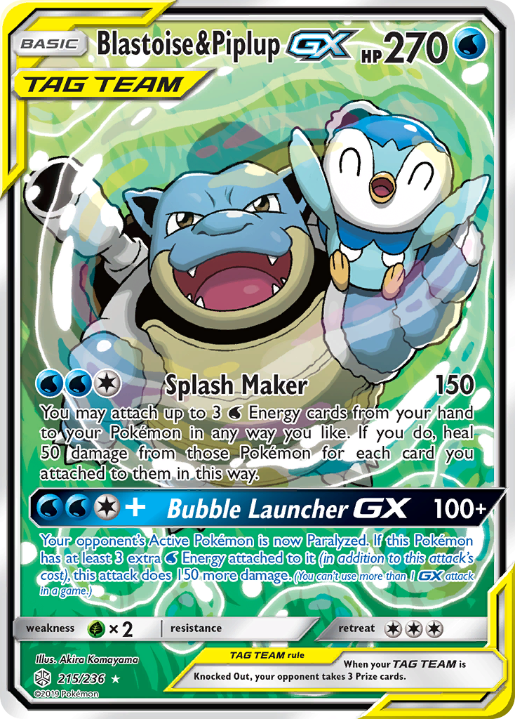 Blastoise & Piplup GX (215/236) [Sun & Moon: Cosmic Eclipse] | Good Games Morley