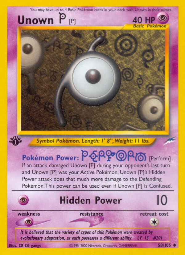 Unown [P] (58/105) [Neo Destiny 1st Edition] | Good Games Morley