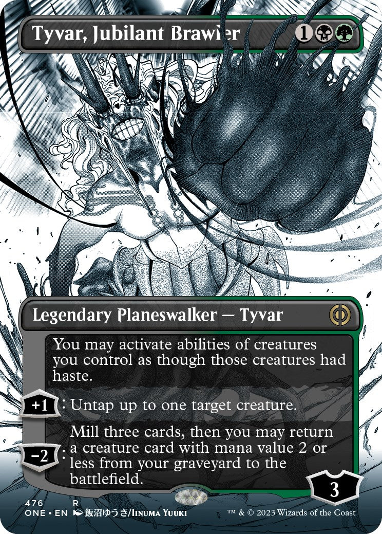 Tyvar, Jubilant Brawler (Borderless Manga Step-and-Compleat Foil) [Phyrexia: All Will Be One] | Good Games Morley