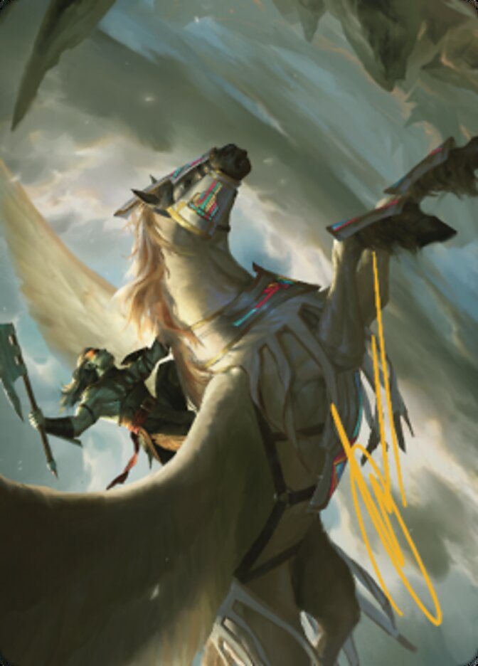 Cleaving Skyrider Art Card (Gold-Stamped Signature) [Dominaria United Art Series] | Good Games Morley