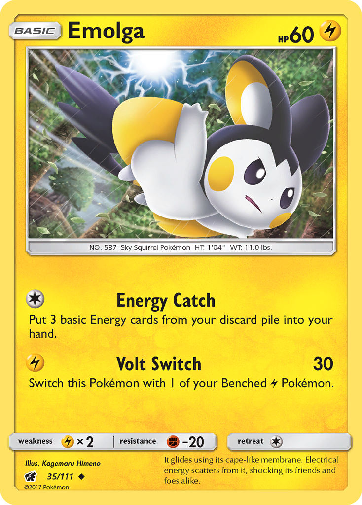 Emolga (35/111) [Sun & Moon: Crimson Invasion] | Good Games Morley