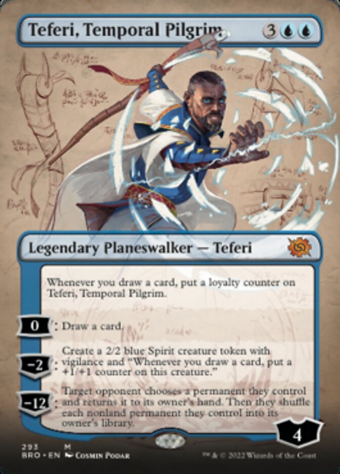 Teferi, Temporal Pilgrim (Borderless Alternate Art) [The Brothers' War] | Good Games Morley