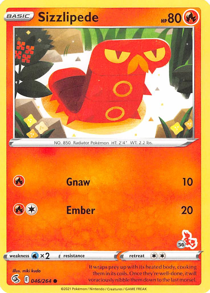 Sizzlipede (046/264) (Cinderace Stamp #56) [Battle Academy 2022] | Good Games Morley