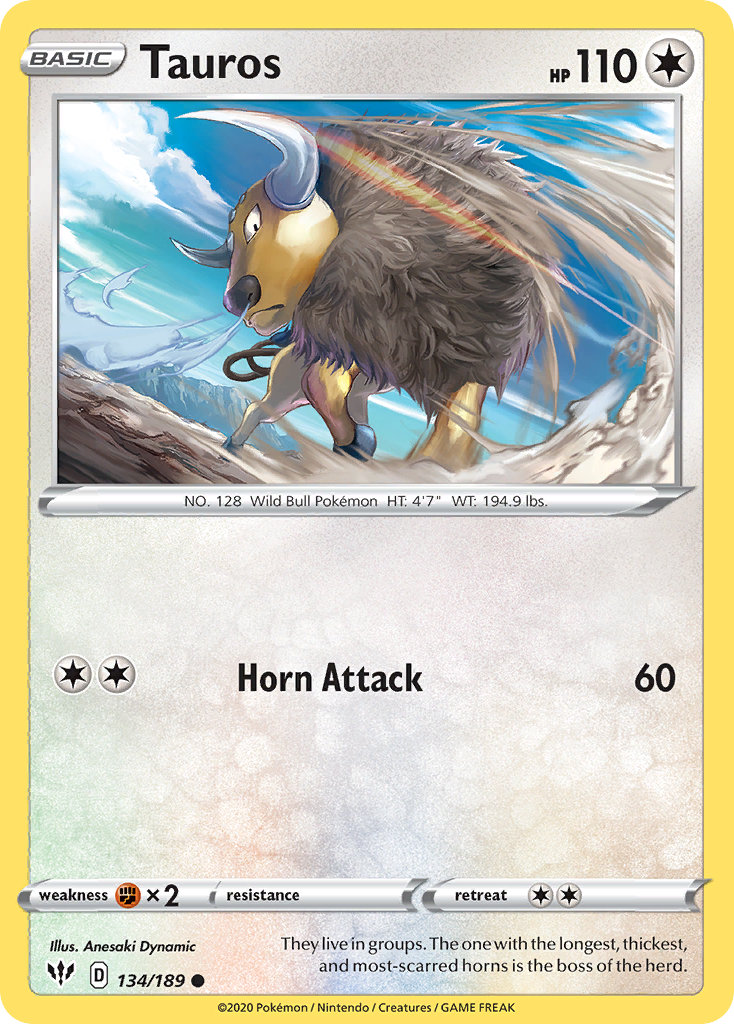 Tauros (134/189) [Sword & Shield: Darkness Ablaze] | Good Games Morley