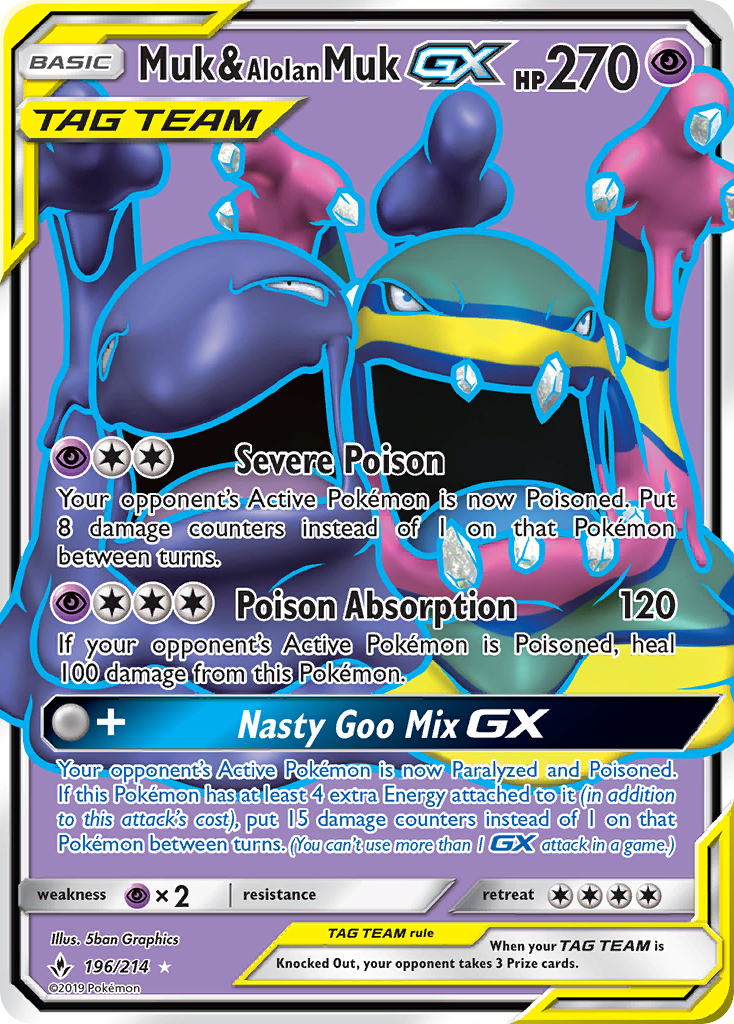 Muk & Alolan Muk GX (196/214) [Sun & Moon: Unbroken Bonds] | Good Games Morley