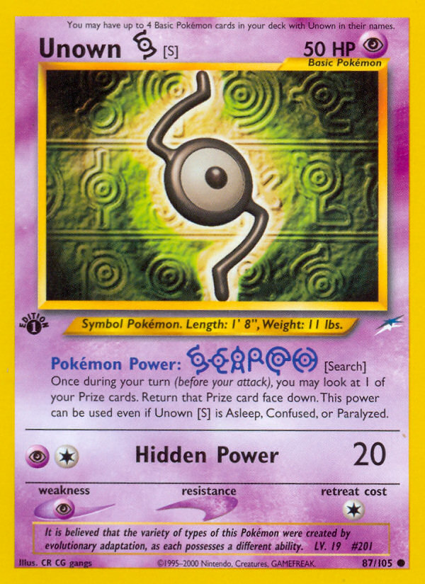 Unown [S] (87/105) [Neo Destiny 1st Edition] | Good Games Morley