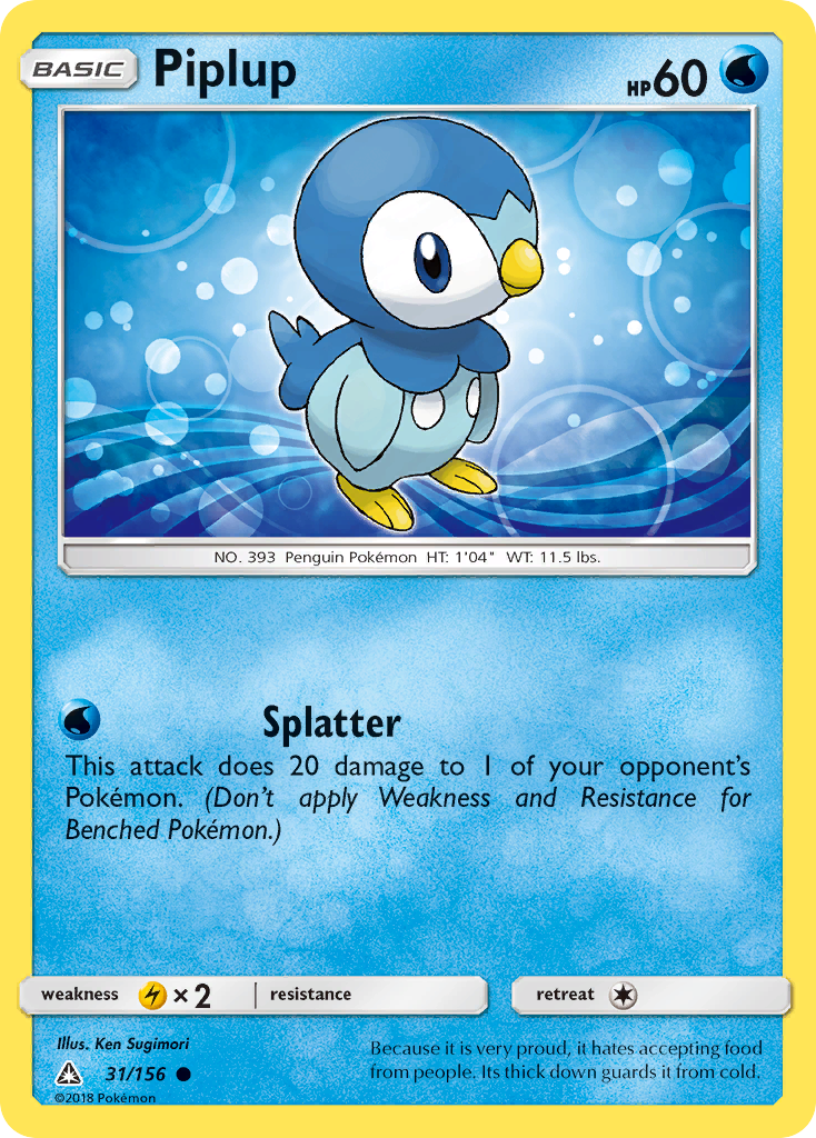 Piplup (31/156) [Sun & Moon: Ultra Prism] | Good Games Morley