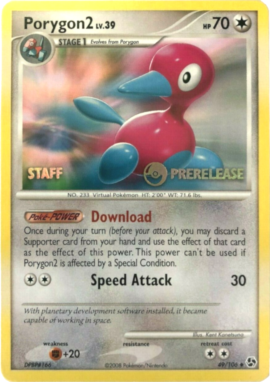 Porygon2 (49/106) (Staff Prerelease Promo) [Diamond & Pearl: Black Star Promos] | Good Games Morley