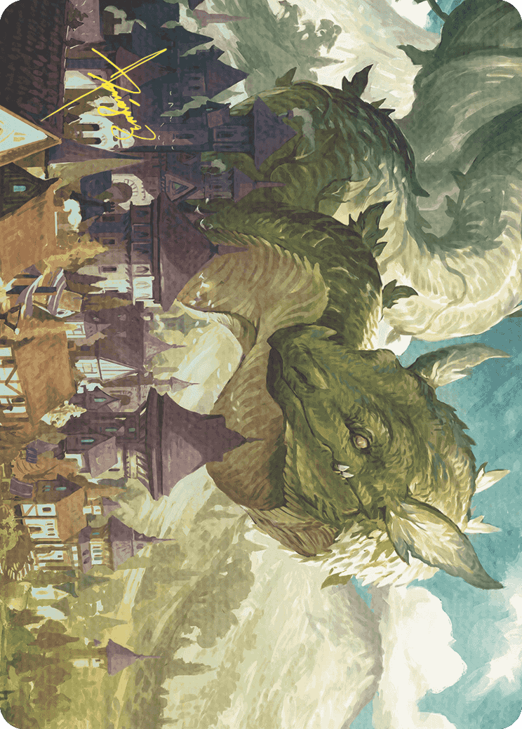 Beanstalk Wurm Art Card (Gold-Stamped Signature) [Wilds of Eldraine Art Series] | Good Games Morley
