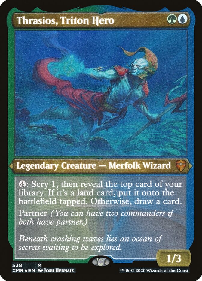 Thrasios, Triton Hero (Etched) [Commander Legends] | Good Games Morley