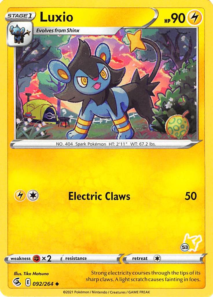Luxio (092/264) (Pikachu Stamp #53) [Battle Academy 2022] | Good Games Morley