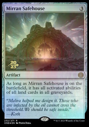 Mirran Safehouse [Phyrexia: All Will Be One Prerelease Promos] | Good Games Morley