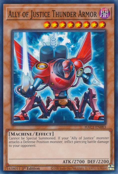 Ally of Justice Thunder Armor [HAC1-EN083] Common | Good Games Morley