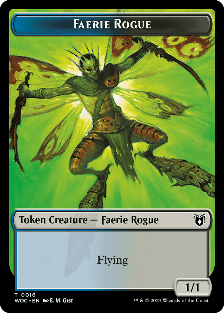 Faerie Rogue // Faerie (0016) Double-Sided Token [Wilds of Eldraine Commander Tokens] | Good Games Morley