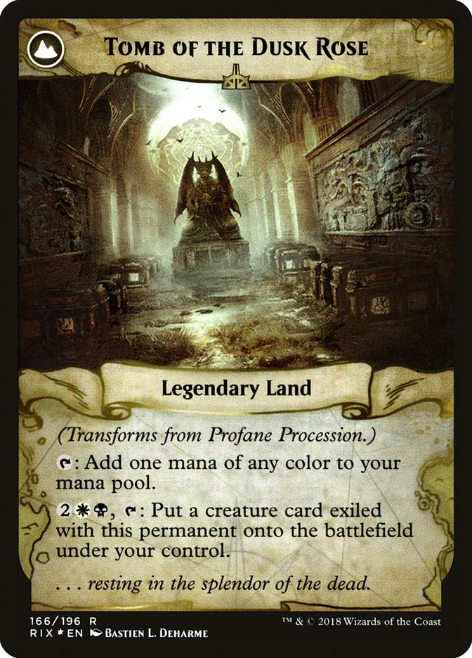 Profane Procession // Tomb of the Dusk Rose [Rivals of Ixalan Prerelease Promos] | Good Games Morley
