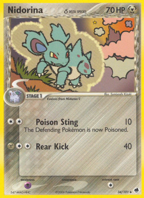 Nidorina (34/101) (Delta Species) [EX: Dragon Frontiers] | Good Games Morley