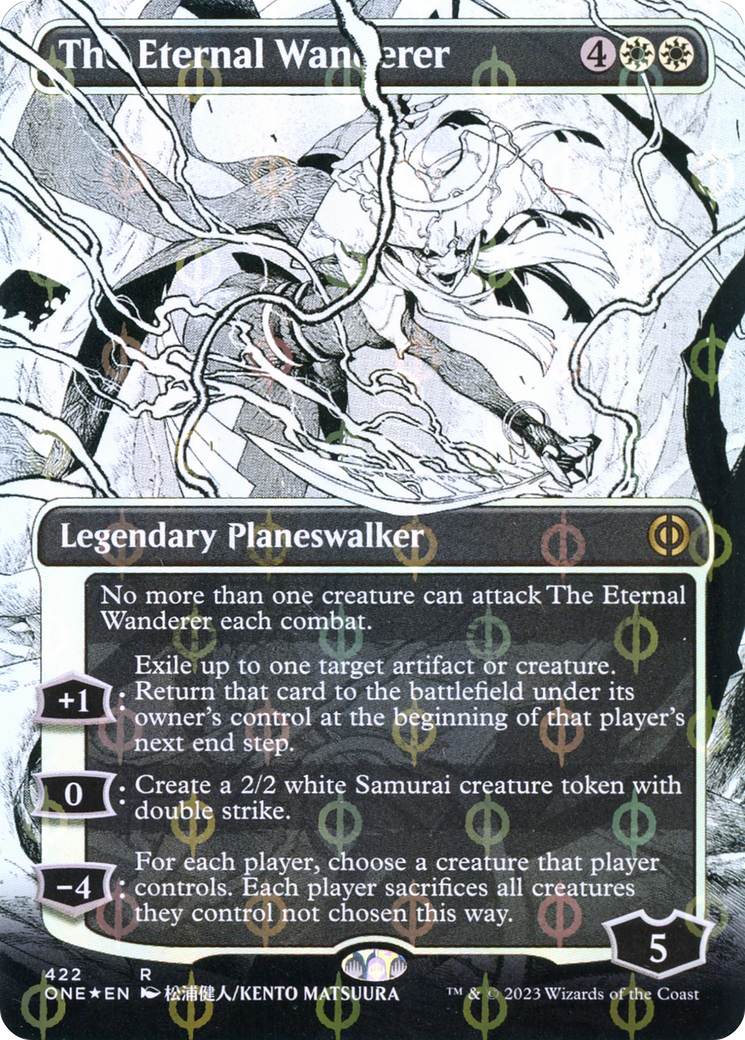 The Eternal Wanderer (Borderless Manga Step-and-Compleat Foil) [Phyrexia: All Will Be One] | Good Games Morley