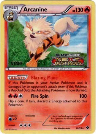 Arcanine (12/99) (Staff Prerelease Promo) [Black & White: Black Star Promos] | Good Games Morley