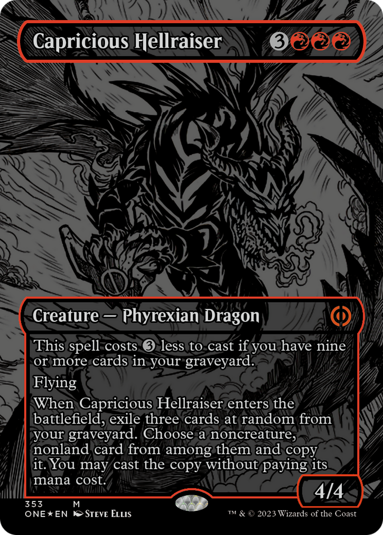 Capricious Hellraiser (Oil Slick Raised Foil) [Phyrexia: All Will Be One] | Good Games Morley