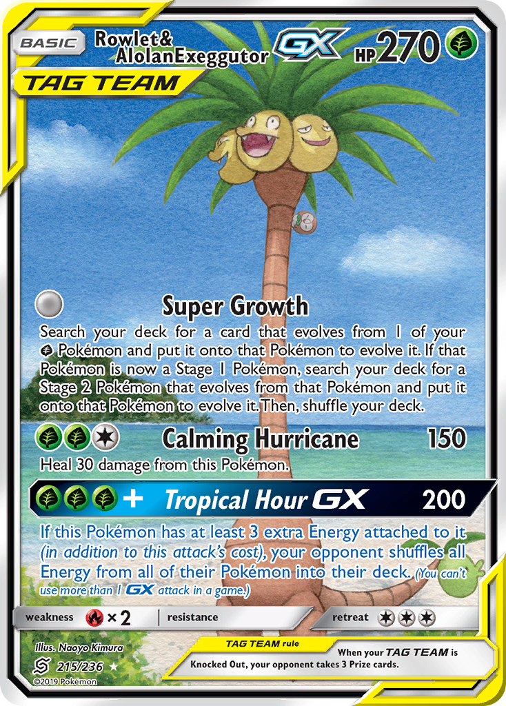 Rowlet & Alolan Exeggutor GX (215/236) [Sun & Moon: Unified Minds] | Good Games Morley