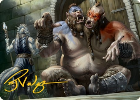 Ettin Art Card (Gold-Stamped Signature) [Dungeons & Dragons: Adventures in the Forgotten Realms Art Series] | Good Games Morley