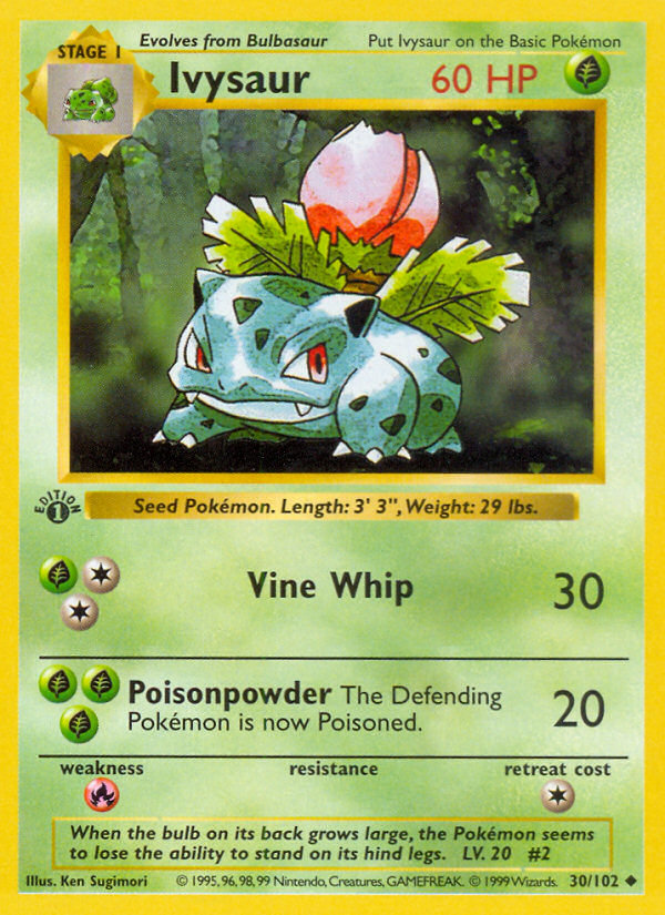 Ivysaur (30/102) (Shadowless) [Base Set 1st Edition] | Good Games Morley