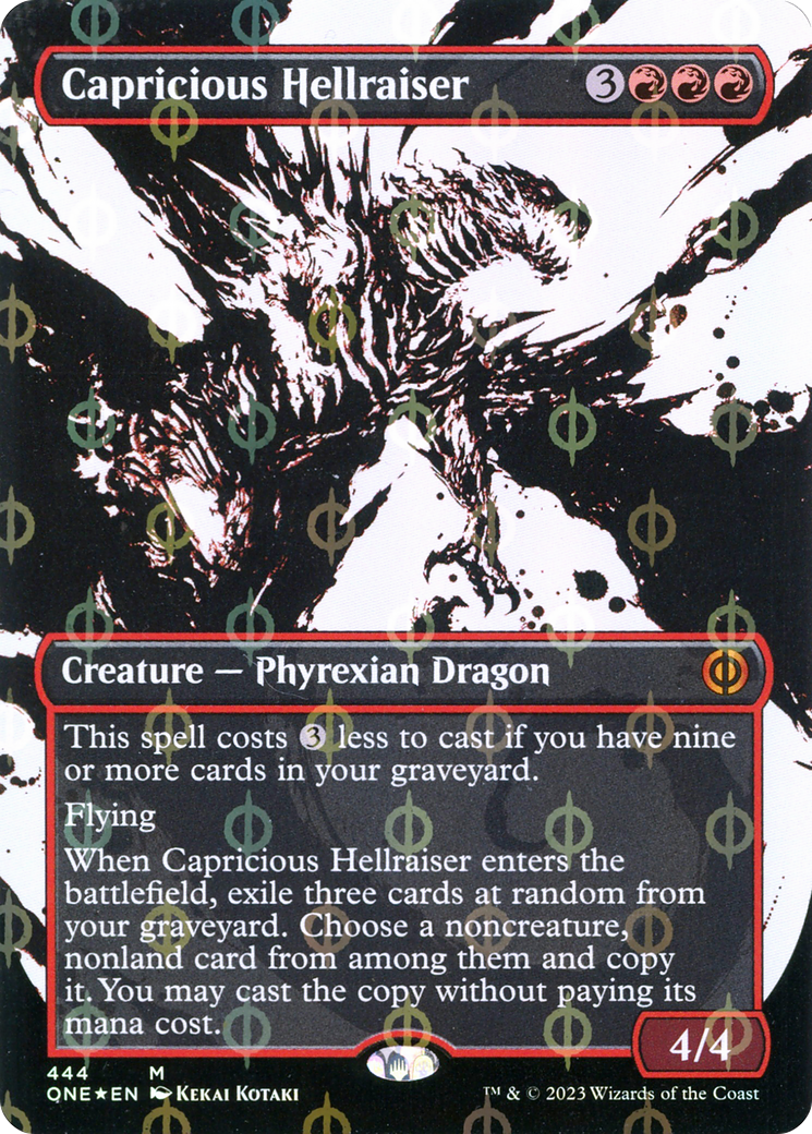 Capricious Hellraiser (Borderless Ichor Step-and-Compleat Foil) [Phyrexia: All Will Be One] | Good Games Morley