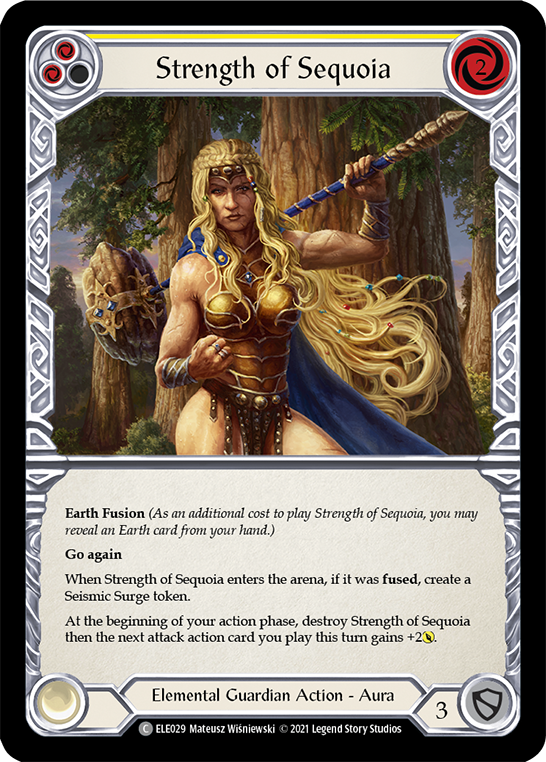 Strength of Sequoia (Yellow) [ELE029] (Tales of Aria)  1st Edition Normal | Good Games Morley