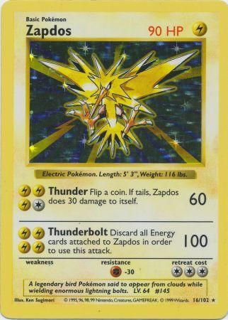 Zapdos (16/102) [Base Set Shadowless Unlimited] | Good Games Morley