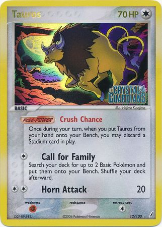 Tauros (12/100) (Stamped) [EX: Crystal Guardians] | Good Games Morley