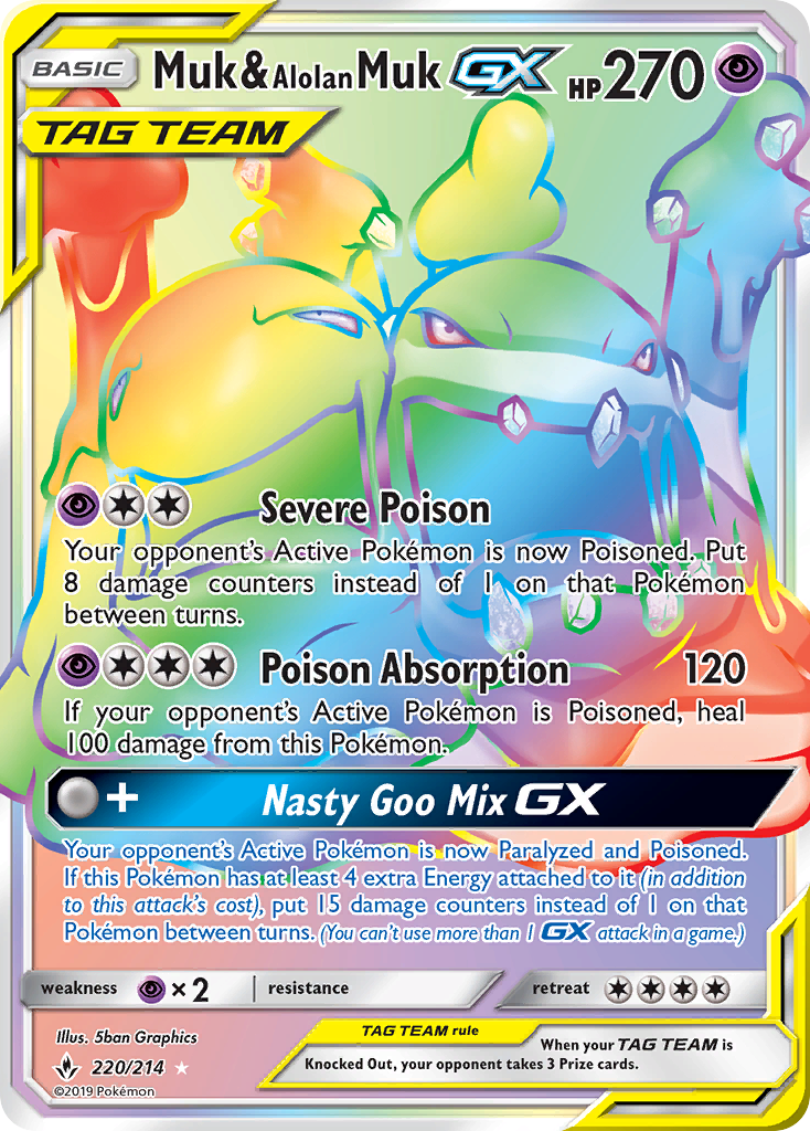 Muk & Alolan Muk GX (220/214) [Sun & Moon: Unbroken Bonds] | Good Games Morley