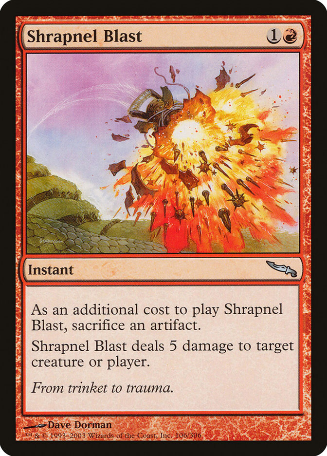 Shrapnel Blast [Mirrodin] | Good Games Morley