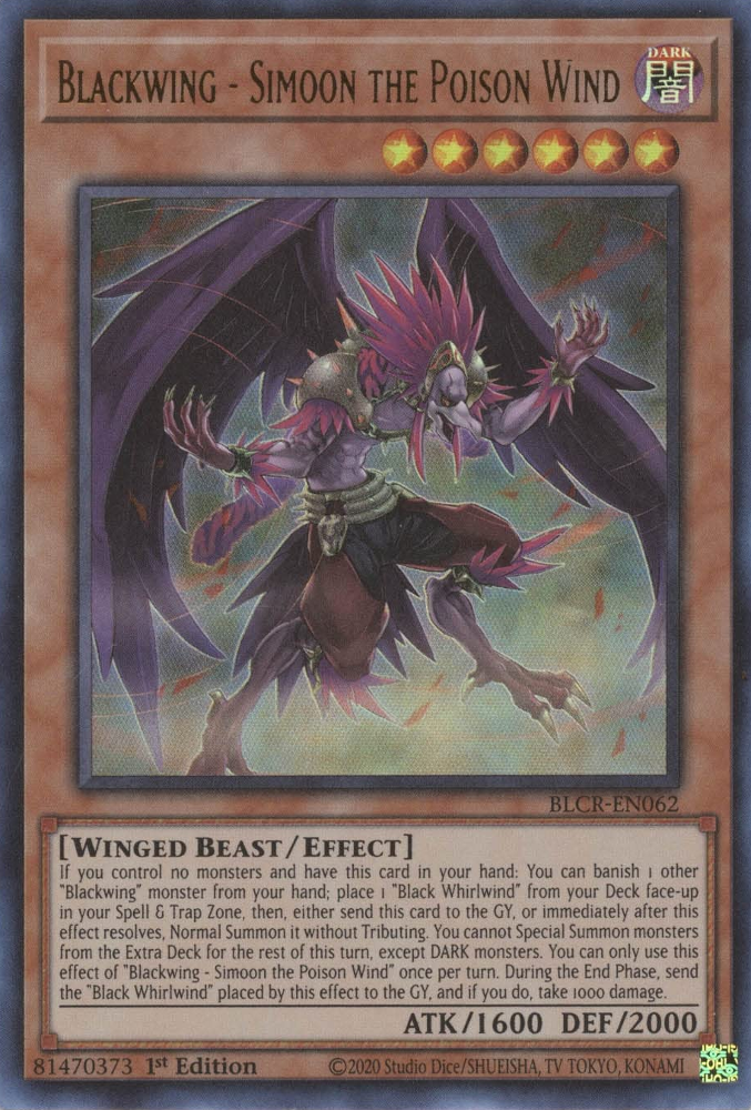 Blackwing - Simoon the Poison Wind [BLCR-EN062] Ultra Rare | Good Games Morley