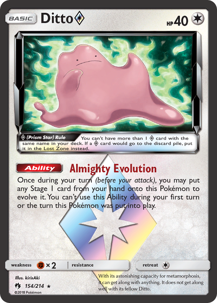Ditto (154/214) (Prism Star) [Sun & Moon: Lost Thunder] | Good Games Morley