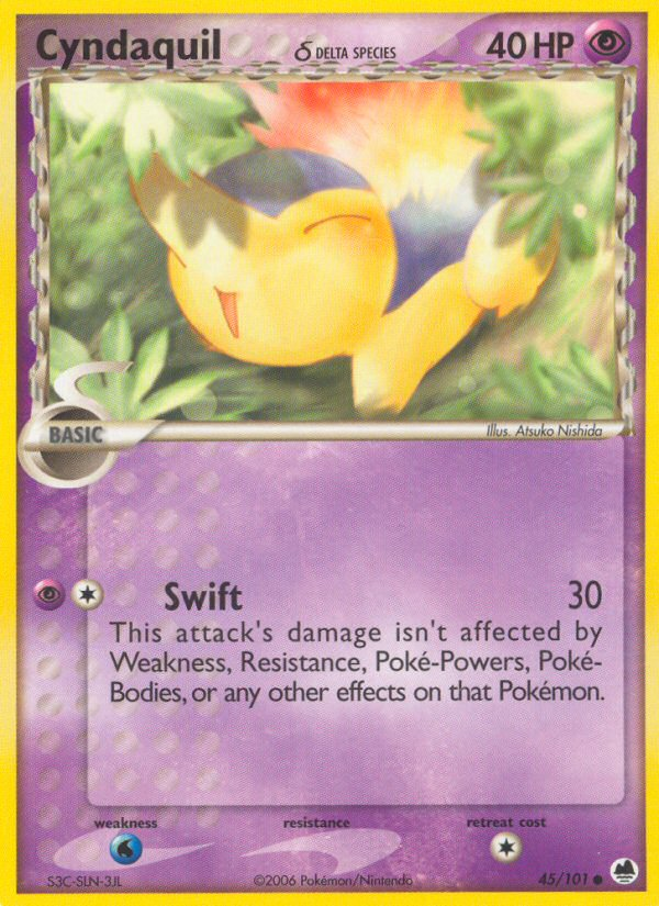 Cyndaquil (45/101) (Delta Species) [EX: Dragon Frontiers] | Good Games Morley