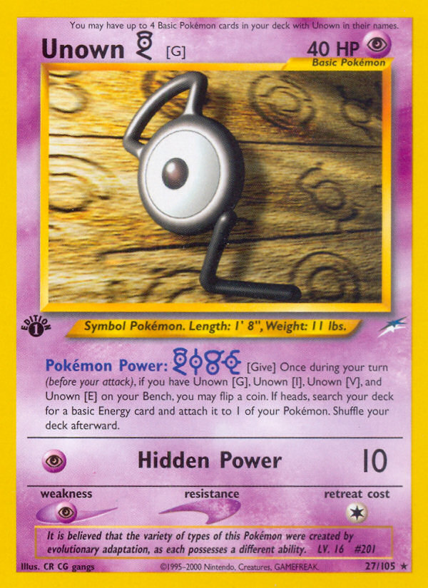 Unown [G] (27/105) [Neo Destiny 1st Edition] | Good Games Morley