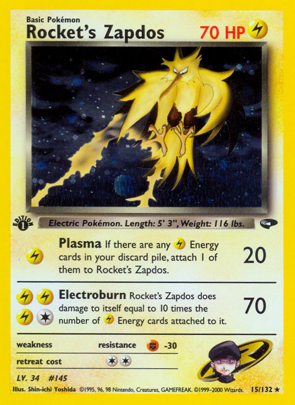 Rocket's Zapdos (15/132) [Gym Challenge 1st Edition] | Good Games Morley
