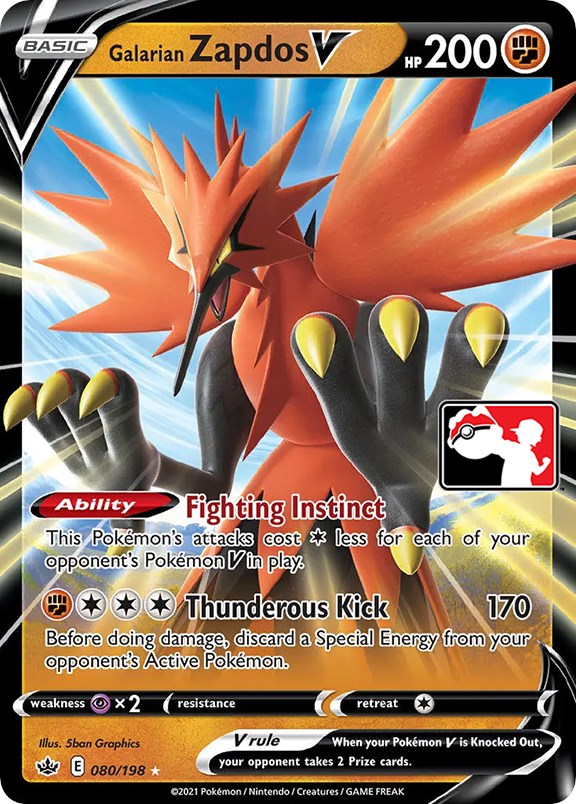 Galarian Zapdos V (080/198) [Prize Pack Series One] | Good Games Morley