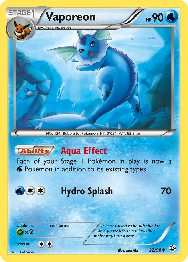Vaporeon (22/98) [XY: Ancient Origins] | Good Games Morley