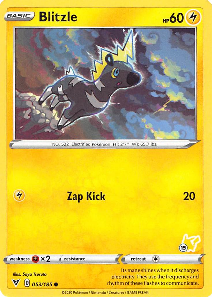 Blitzle (053/185) (Pikachu Stamp #15) [Battle Academy 2022] | Good Games Morley