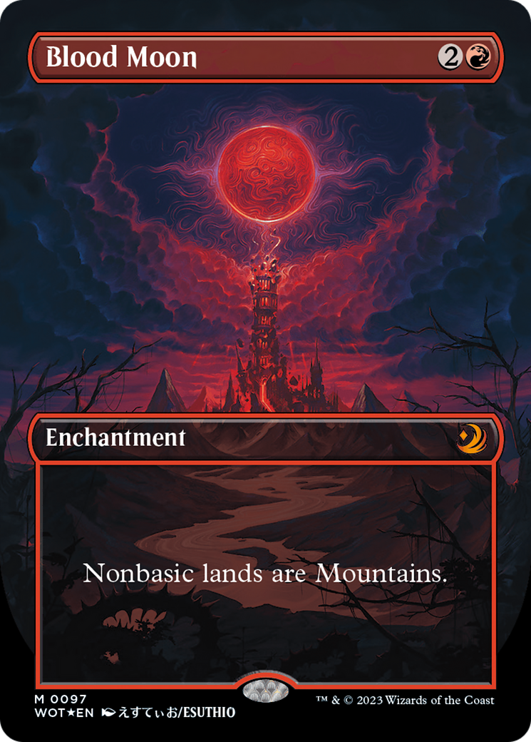 Blood Moon (Anime Borderless) (Confetti Foil) [Wilds of Eldraine: Enchanting Tales] | Good Games Morley