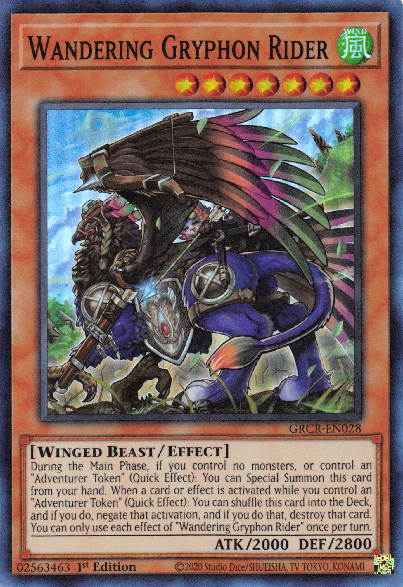 Wandering Gryphon Rider [GRCR-EN028] Super Rare | Good Games Morley