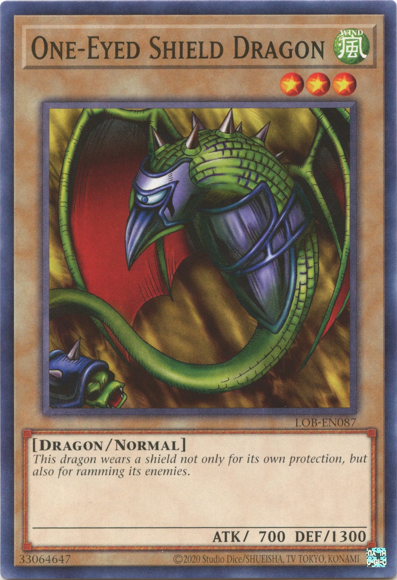 One-Eyed Shield Dragon (25th Anniversary) [LOB-EN087] Common | Good Games Morley