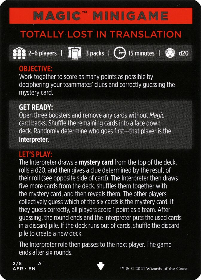 Totally Lost in Translation (Magic Minigame) [Dungeons & Dragons: Adventures in the Forgotten Realms Minigame] | Good Games Morley